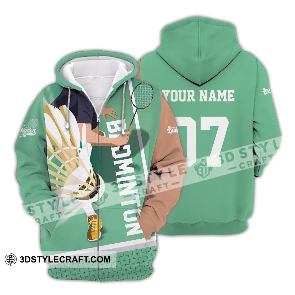 Unisex Shirt - Custom Text Shirt Badminton Shirt Zipper Hoodie / S T-shirt