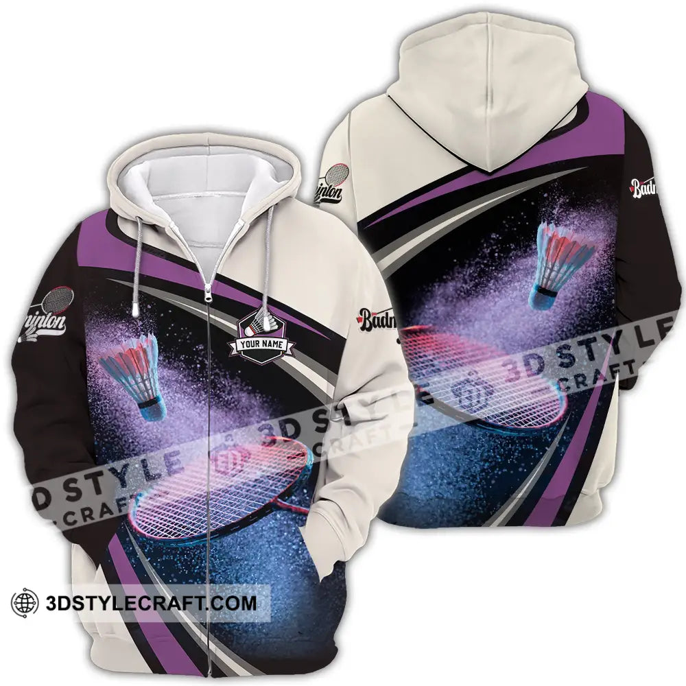 Unisex Shirt - Custom Text Badminton Zipper Hoodie / S T-Shirt
