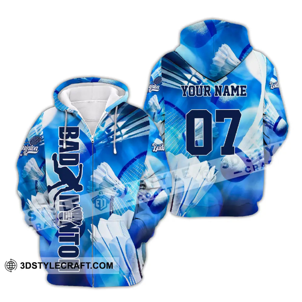 Unisex Shirt - Custom Text Shirt Badminton Shirt Zipper Hoodie / S T-shirt