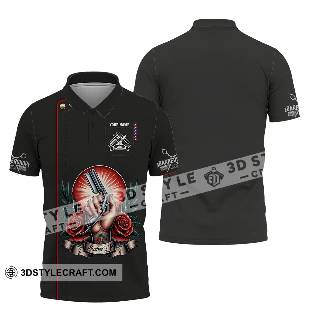 Unisex Shirt - Custom Text Barber Life Polo / S T-Shirt