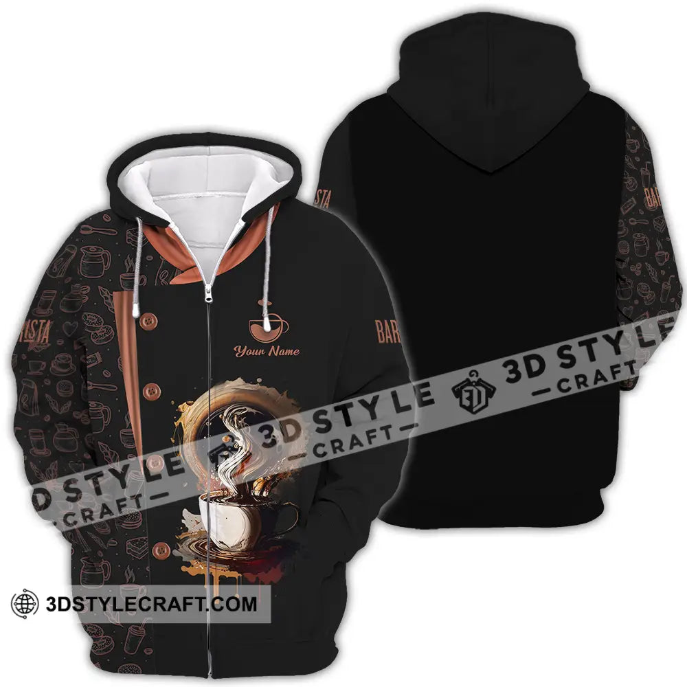 Unisex Shirt - Custom Text Shirt Barista Shirt Zipper Hoodie / S T-shirt