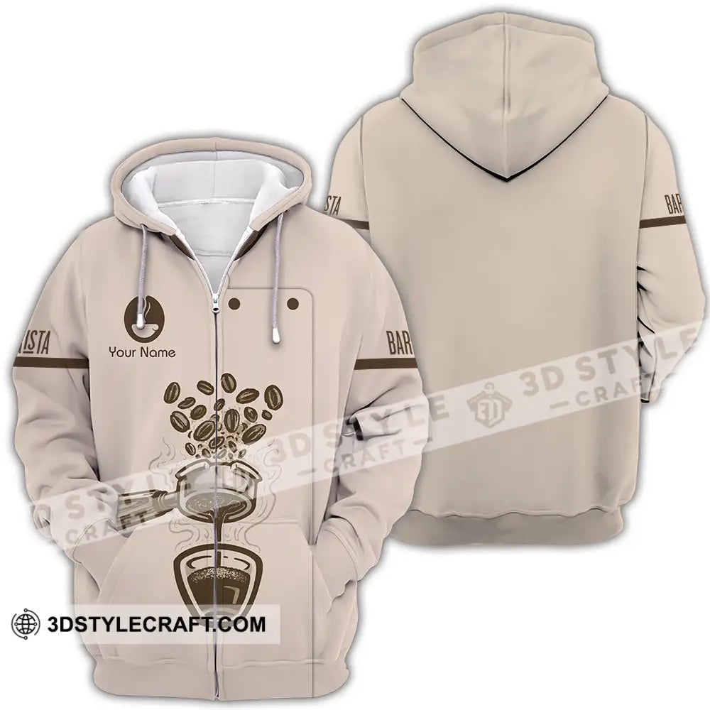 Unisex Shirt - Custom Text Shirt Barista Shirt Zipper Hoodie / S T-shirt