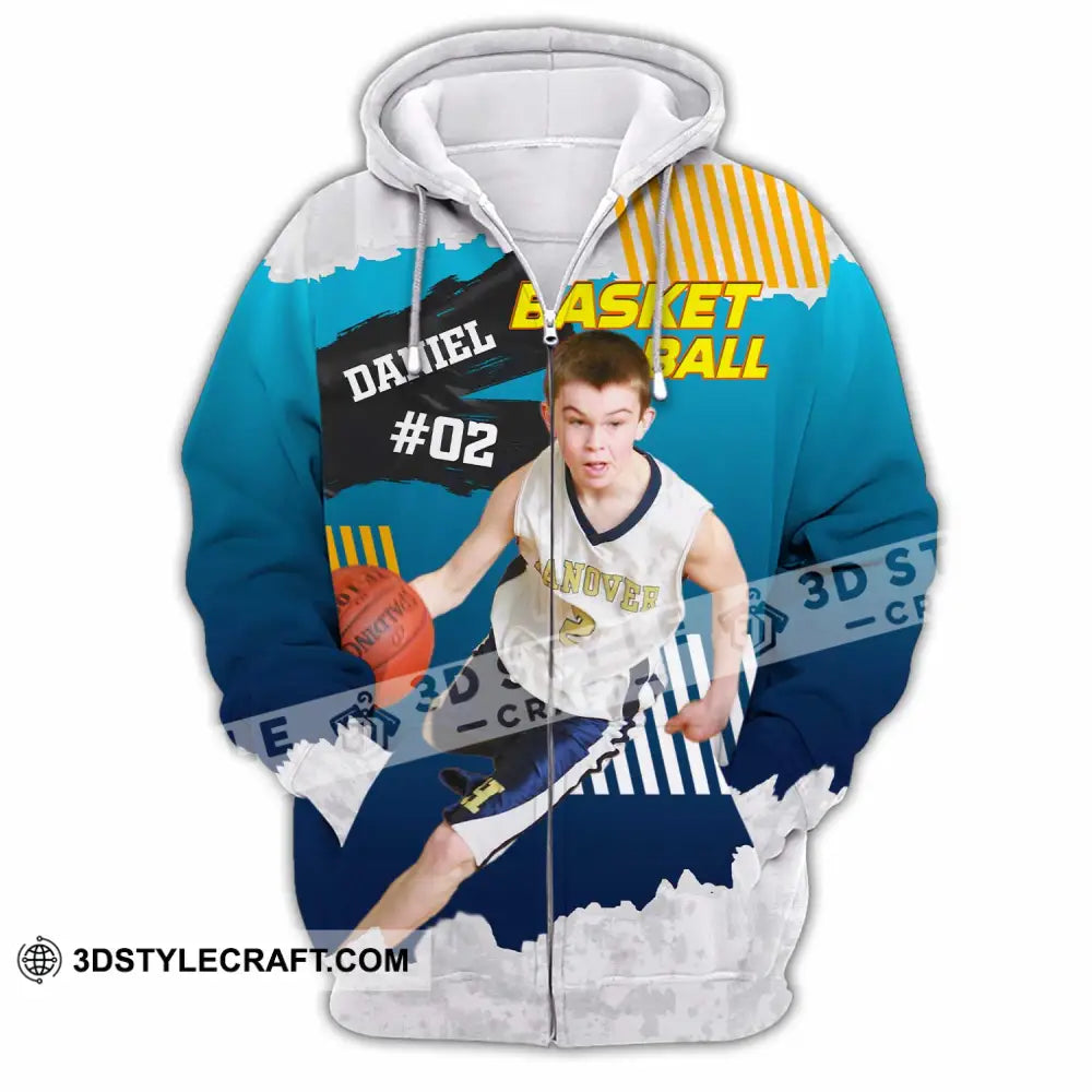 Unisex Shirt - Custom Text Shirt Basketball Shirt Zipper Hoodie / S T-shirt