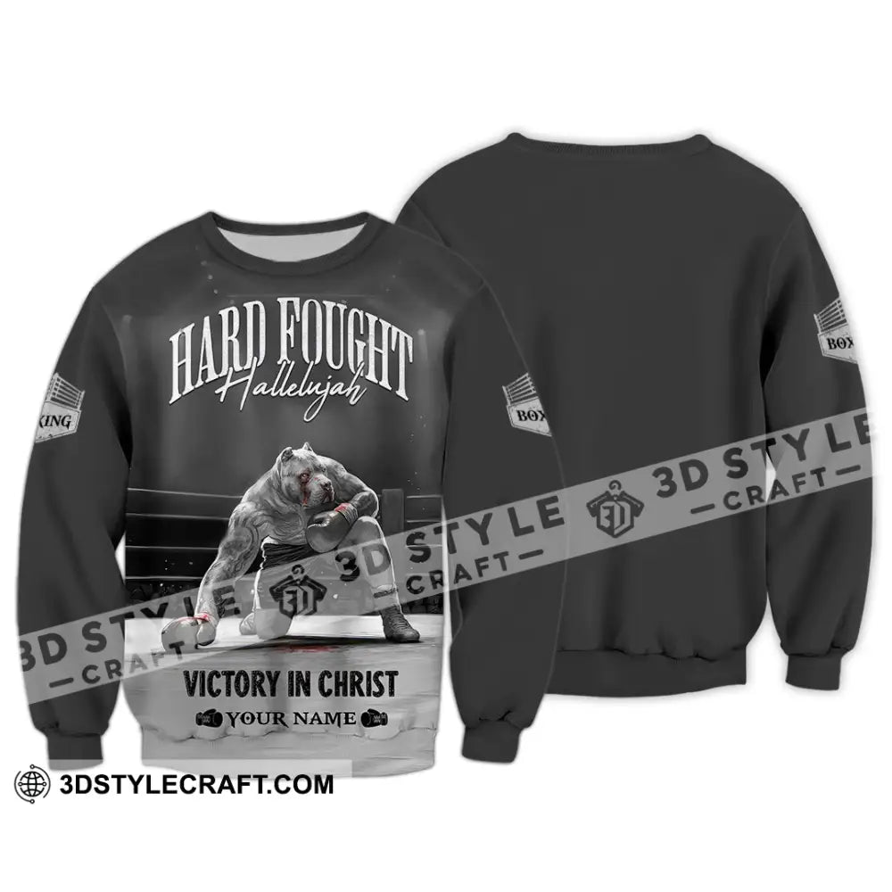 Unisex Shirt - Custom Text Boxing Hard Fought Hallelujah Long Sleeve / S T-Shirt