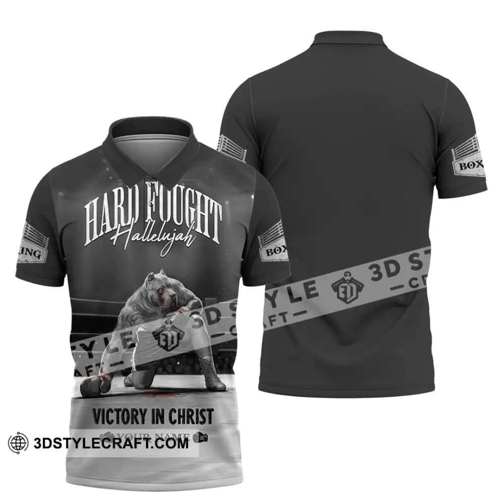 Unisex Shirt - Custom Text Boxing Hard Fought Hallelujah Polo / S T-Shirt