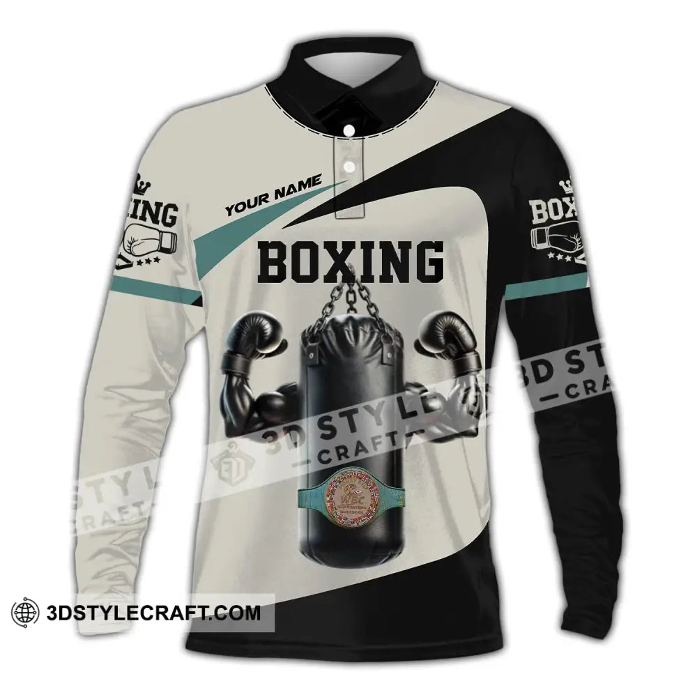 Unisex Shirt - Custom Text Boxing Long Sleeve Polo / S T-Shirt