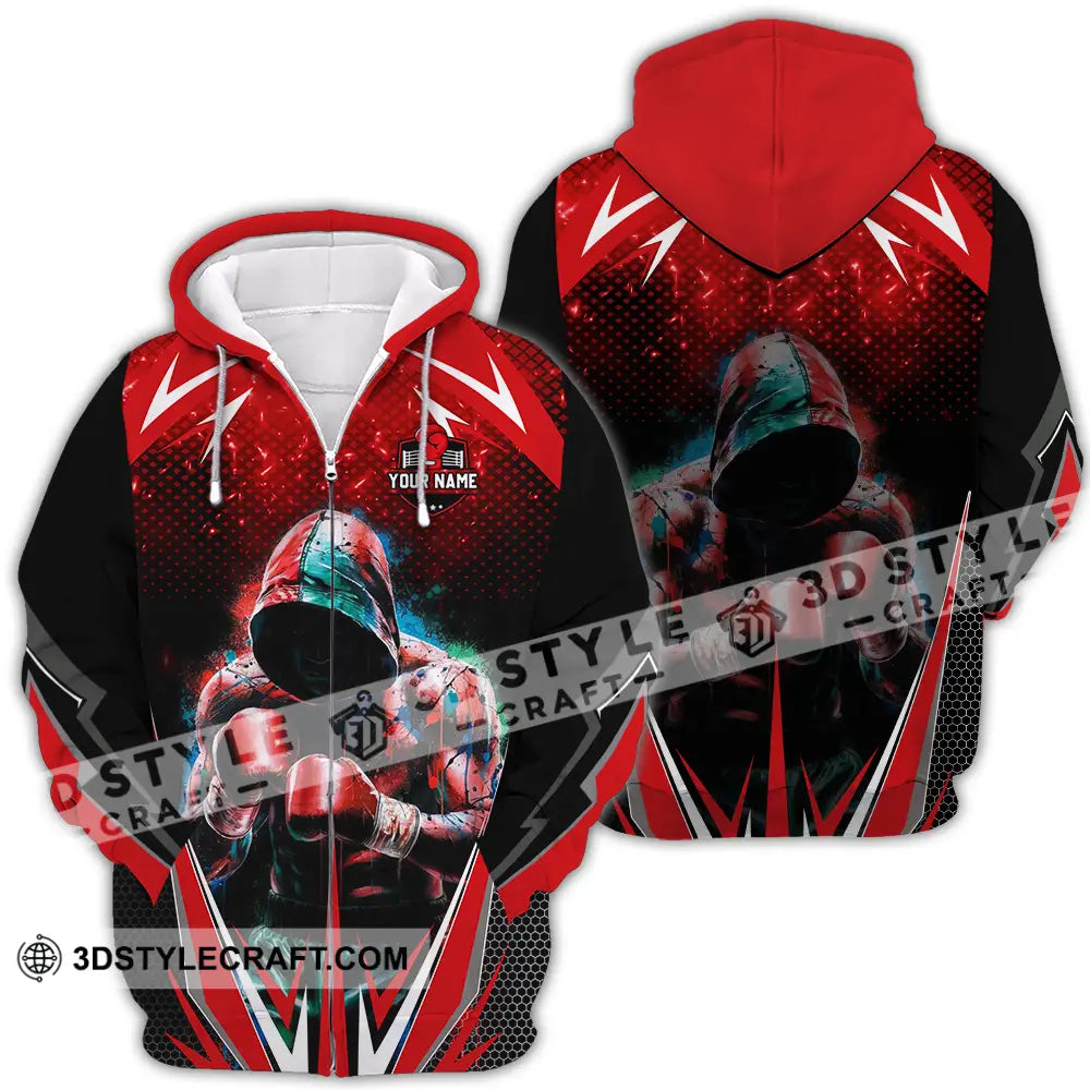 Unisex Shirt - Custom Text Shirt Boxing Shirt Zipper Hoodie / S T-shirt
