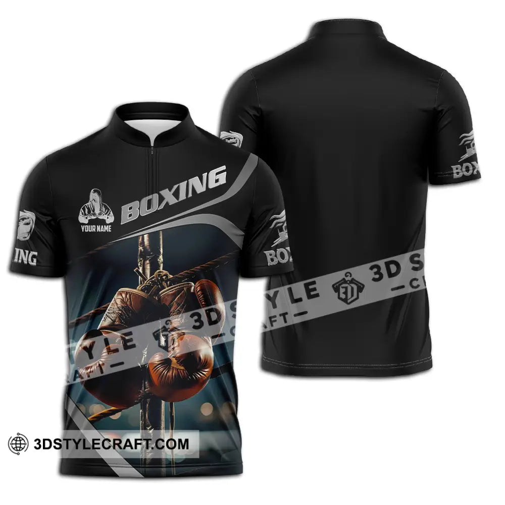 Unisex Shirt - Custom Text Boxing Zipper Polo / S T-Shirt