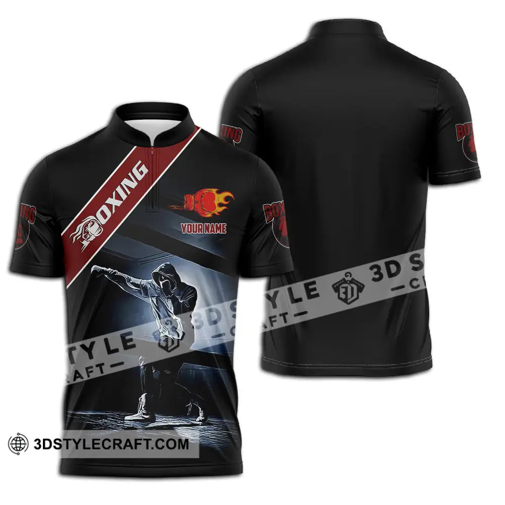 Unisex Shirt - Custom Text Boxing Zipper Polo / S T-Shirt