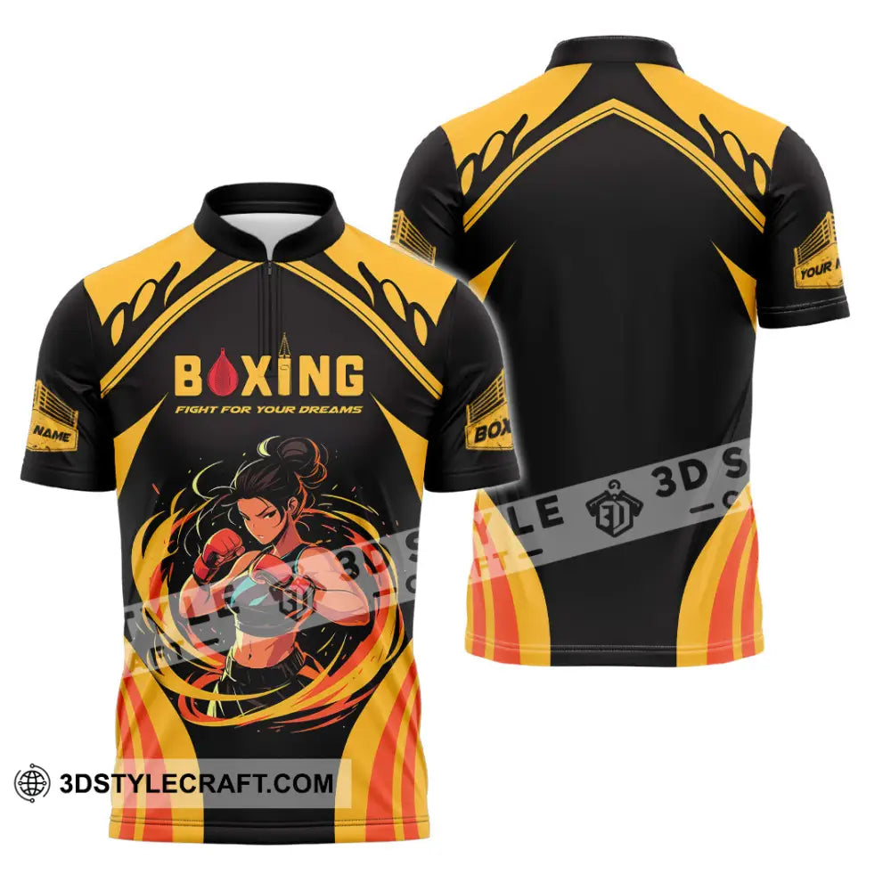 Unisex Shirt - Custom Text Boxing Zipper Polo / S T-Shirt