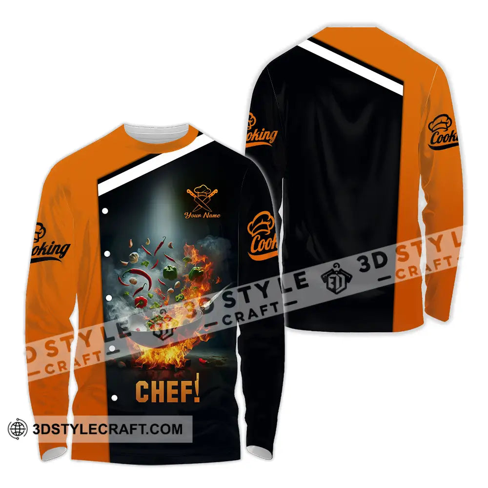 Unisex Shirt - Custom Text Chef Long Sleeve / S T-Shirt