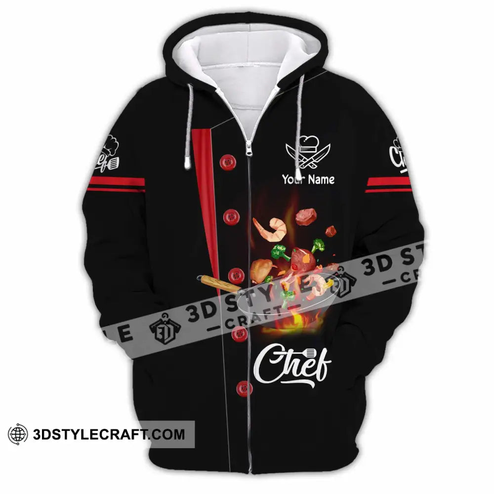 Unisex Shirt - Custom Text Shirt Chef Shirt Zipper Hoodie / S T-shirt