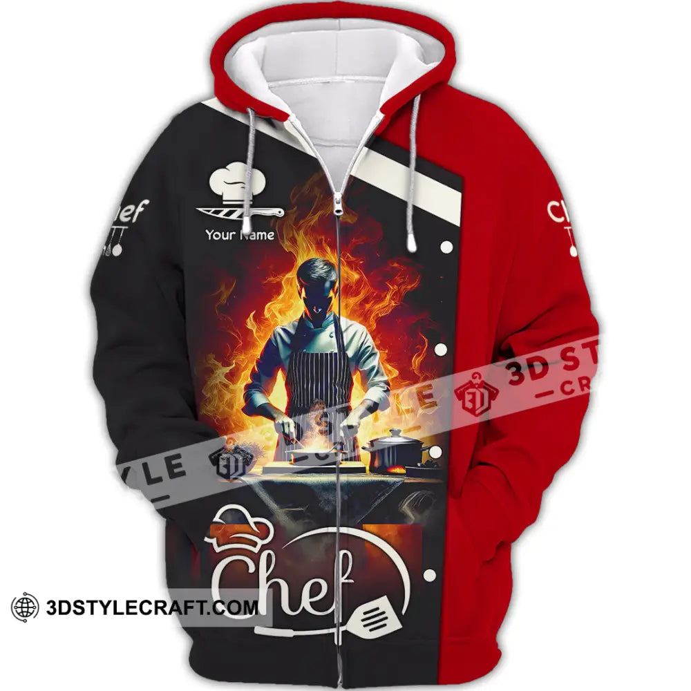Unisex Shirt - Custom Text Shirt Chef Shirt Zipper Hoodie / S T-shirt