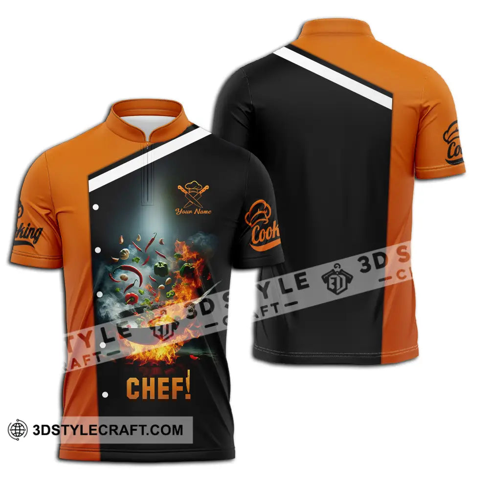 Unisex Shirt - Custom Text Chef Zipper Polo / S T-Shirt