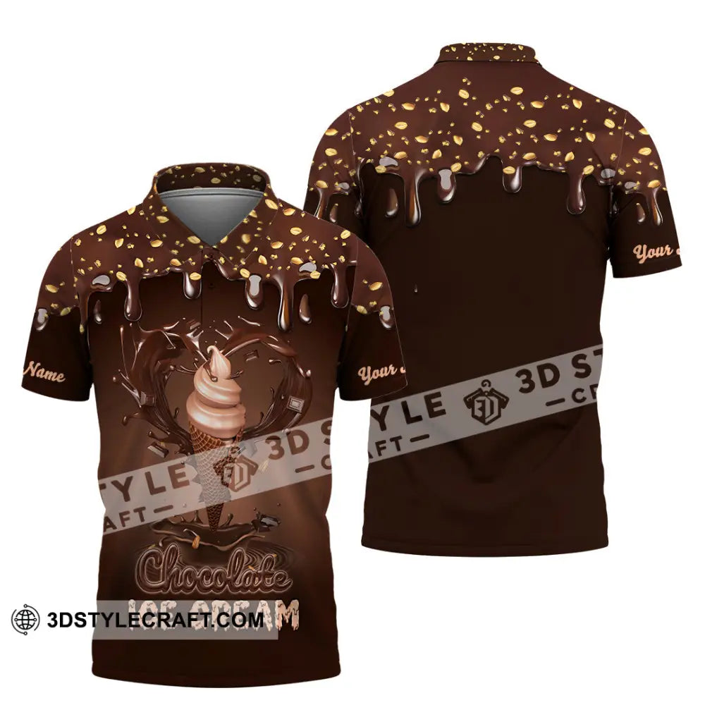 Unisex Shirt - Custom Text Chocolate Ice Cream Polo / S T-Shirt