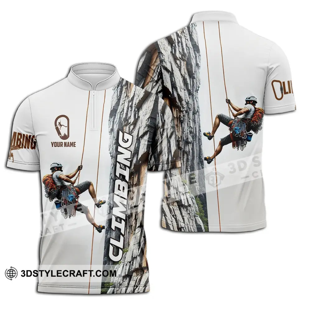 Unisex Shirt - Custom Text Climbing Zipper Polo / S T-Shirt