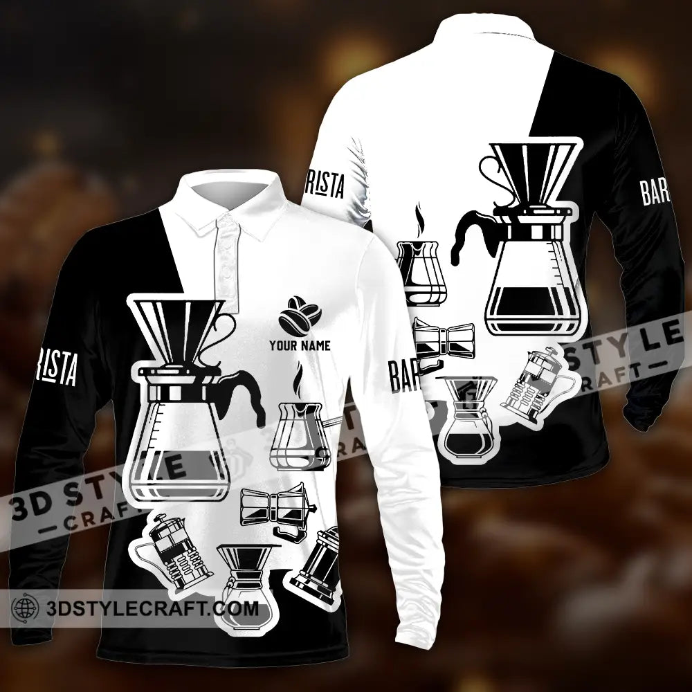 Unisex Shirt - Custom Text Shirt Coffee Shirt Long Sleeve Polo / S T-shirt