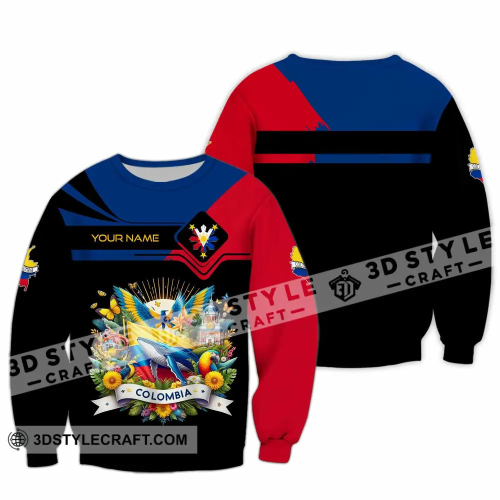 Unisex Shirt - Custom Text Colombia Long Sleeve / S T-Shirt