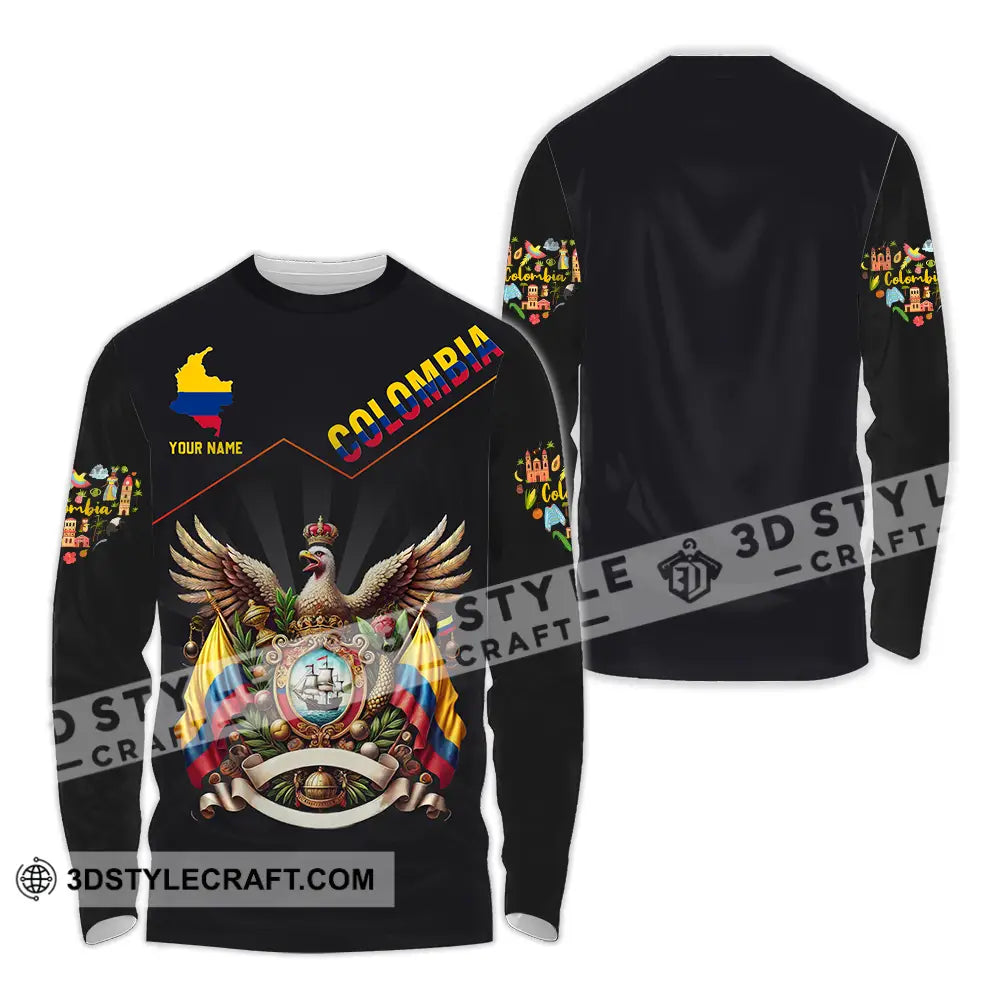 Unisex Shirt - Custom Text Colombia Long Sleeve / S T-Shirt