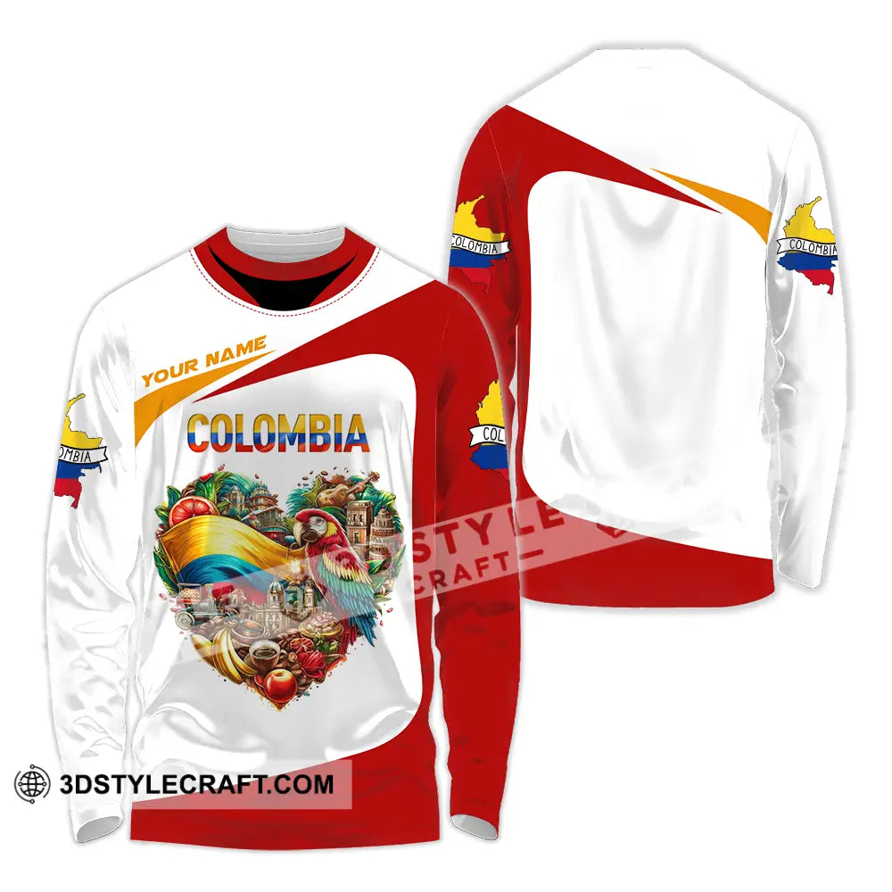 Unisex Shirt - Custom Text Colombia Long Sleeve / S T-Shirt