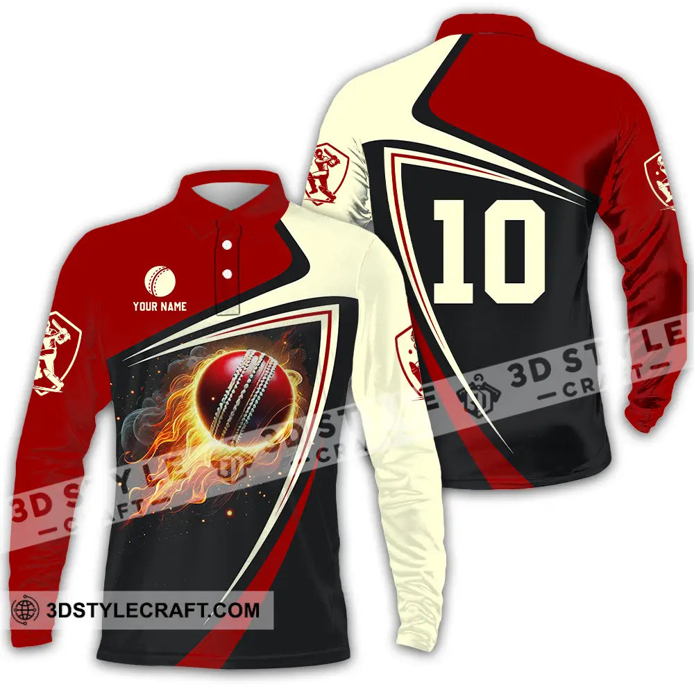 Unisex Shirt - Custom Text Shirt Cricket Shirt Long Sleeve Polo / S T-shirt