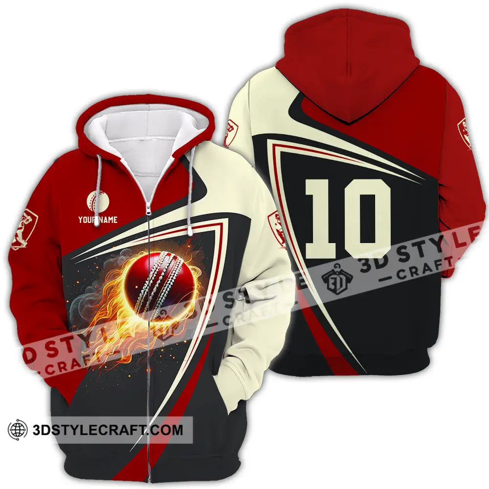 Unisex Shirt - Custom Text Shirt Cricket Shirt Zipper Hoodie / S T-shirt