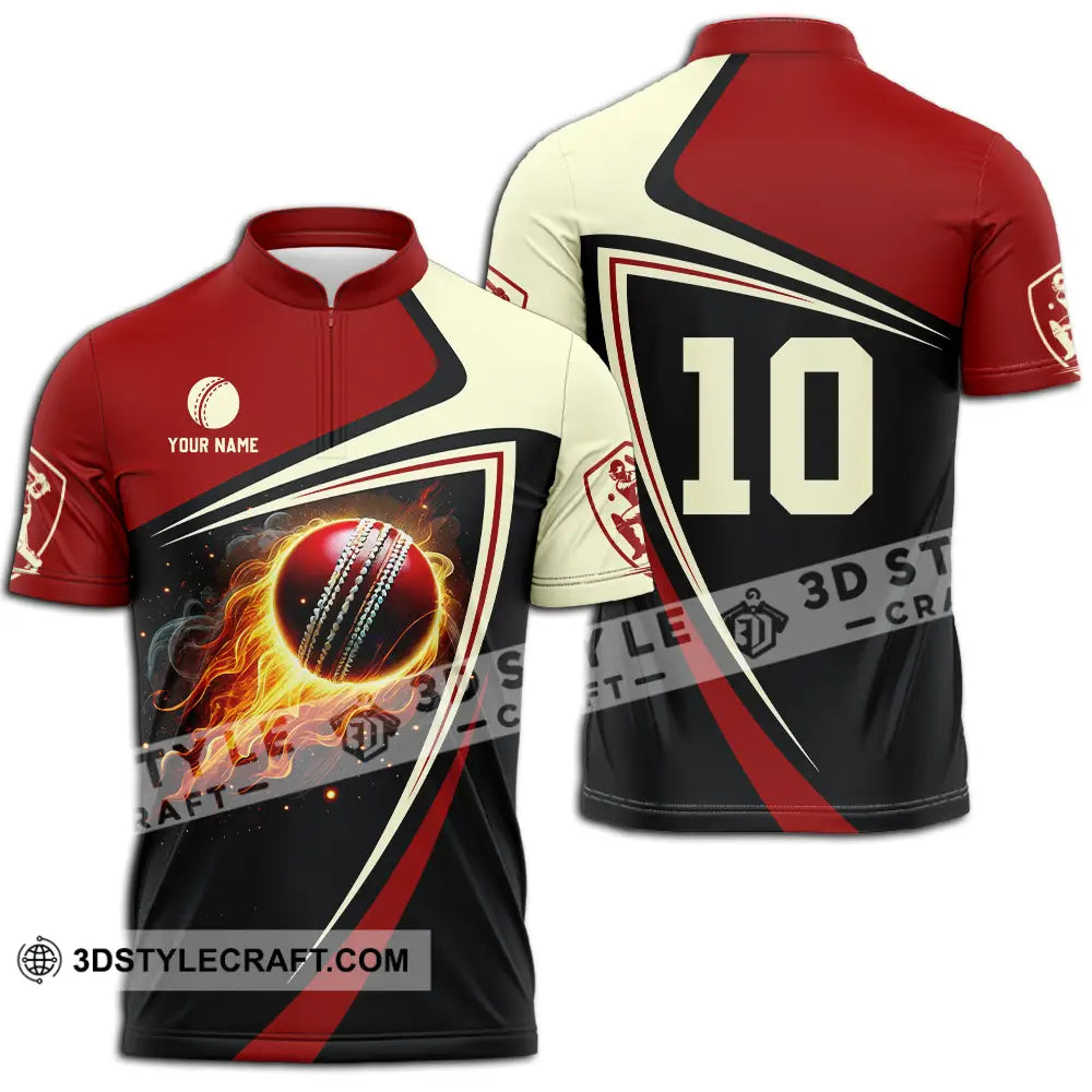 Unisex Shirt - Custom Text Shirt Cricket Shirt Zipper Polo Shirt / S T-shirt