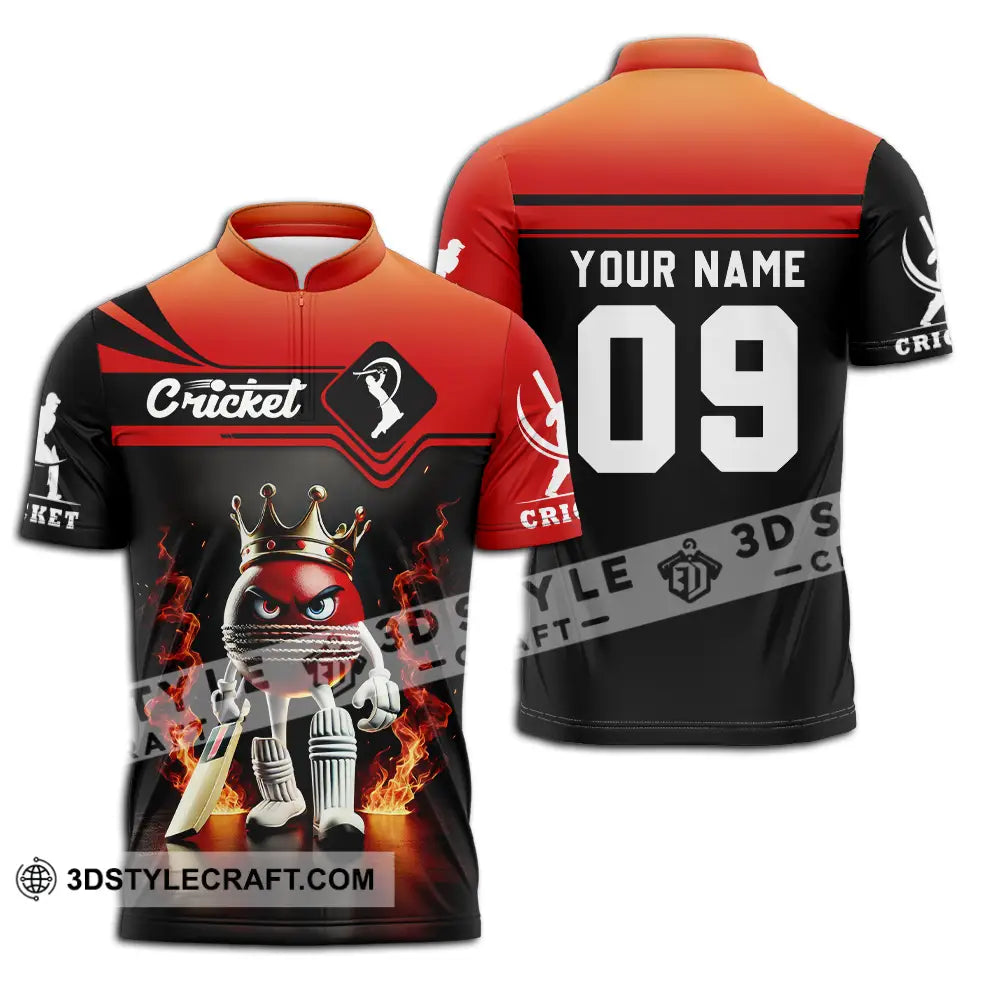 Unisex Shirt - Custom Text Cricket Zipper Polo / S T-Shirt