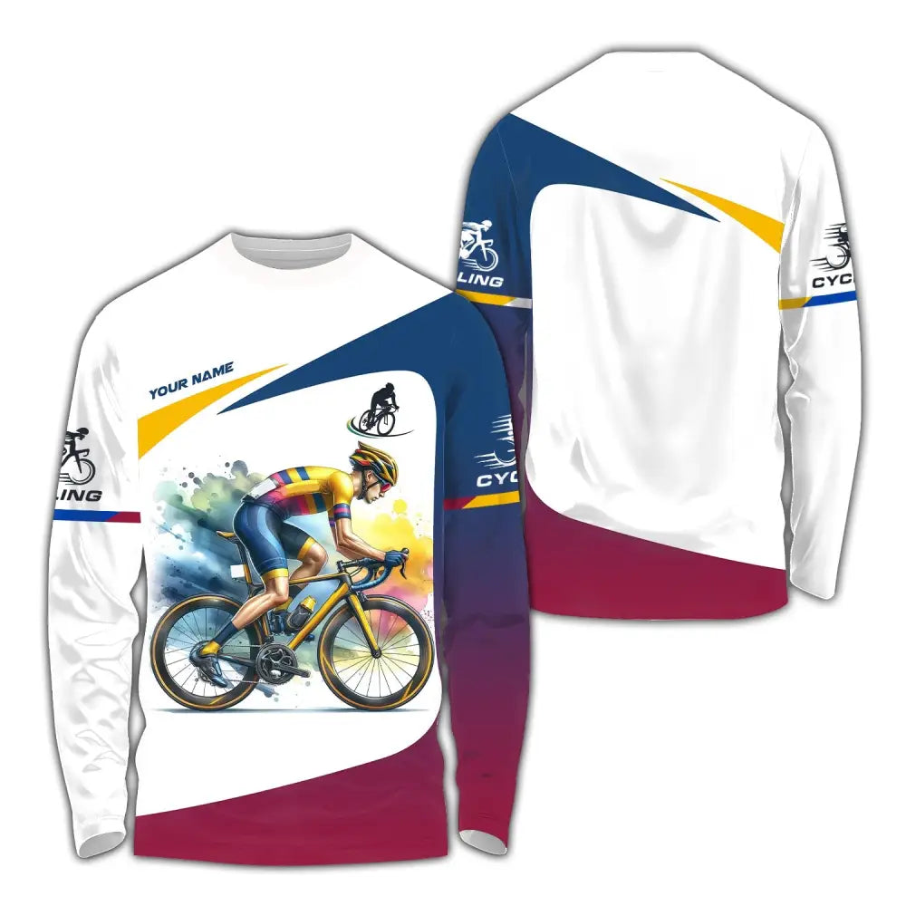 Unisex Shirt - Custom Text Cycling Long Sleeve / S T-Shirt