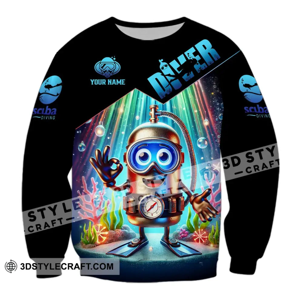 Unisex Shirt - Custom Text Diver Long Sleeve / S T-Shirt