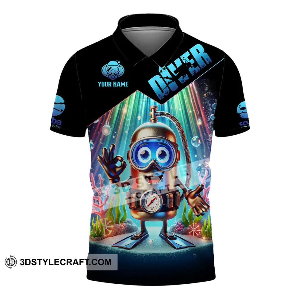 Unisex Shirt - Custom Text Diver Polo / S T-Shirt