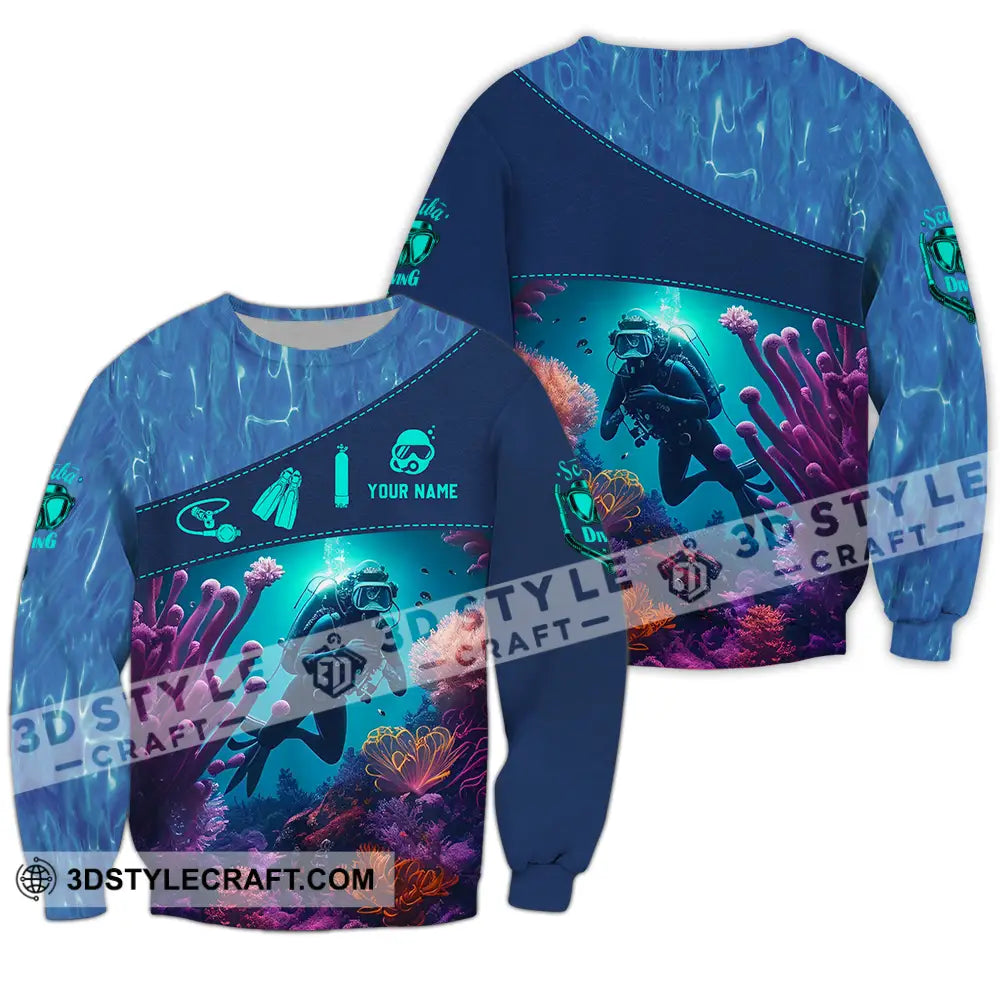 Unisex Shirt - Custom Text Shirt Diving Long Sleeve / S T-shirt