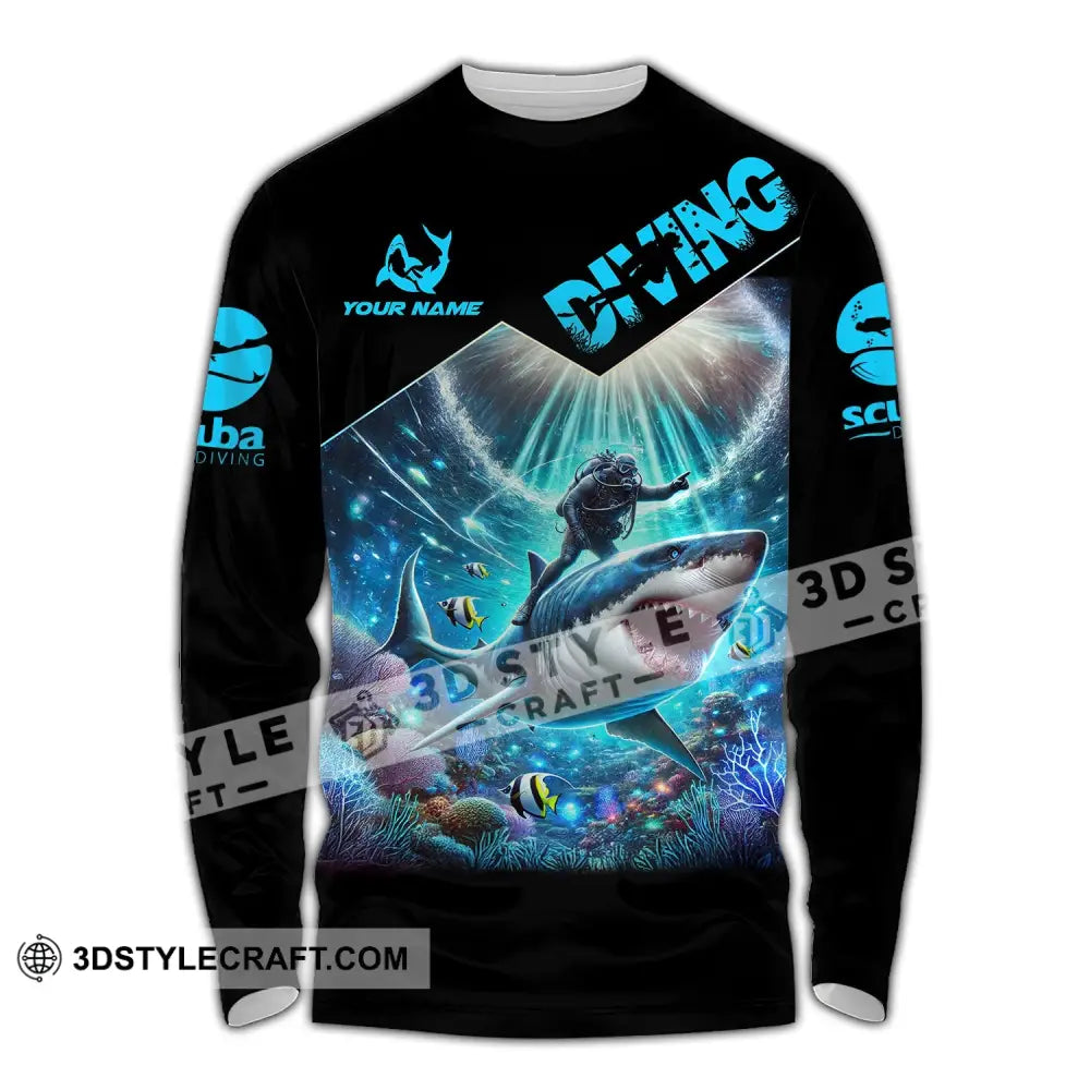 Unisex Shirt - Custom Text Diving Long Sleeve / S T-Shirt