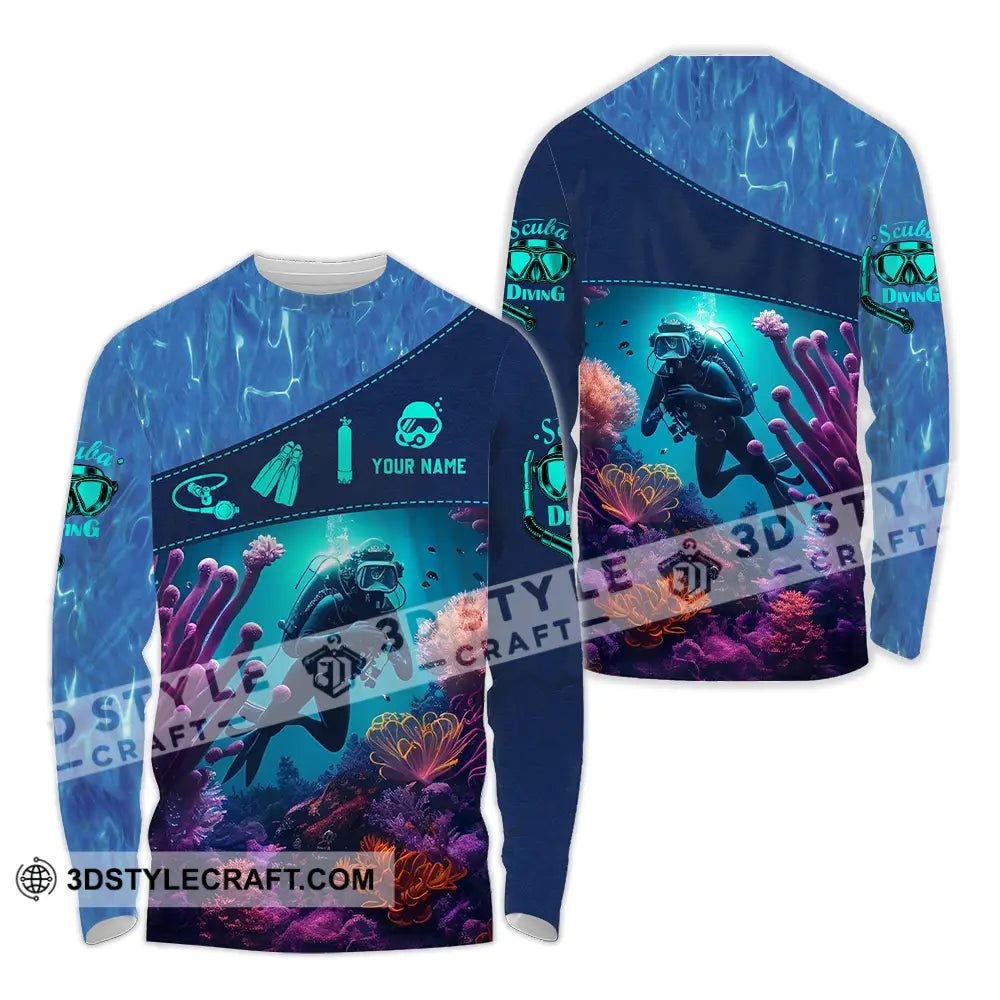 Unisex Shirt - Custom Text Shirt Diving Long Sleeve Shirt / S T-shirt