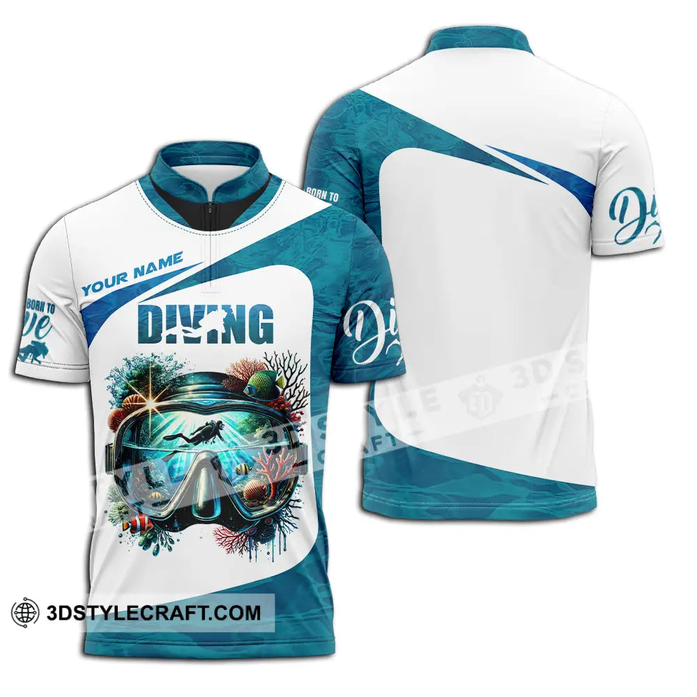 Unisex Shirt - Custom Text Diving Zipper Polo / S T-Shirt