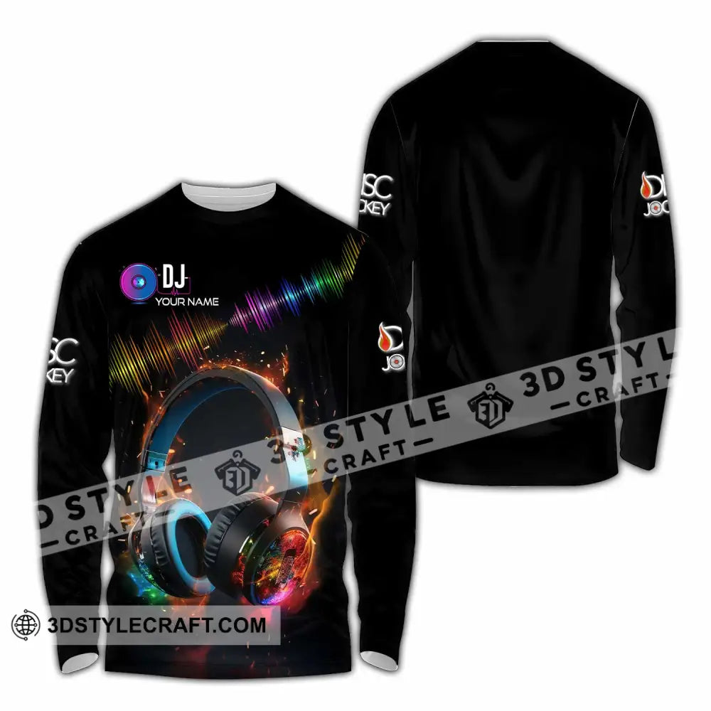 Unisex Shirt - Custom Text Dj Long Sleeve / S T-Shirt