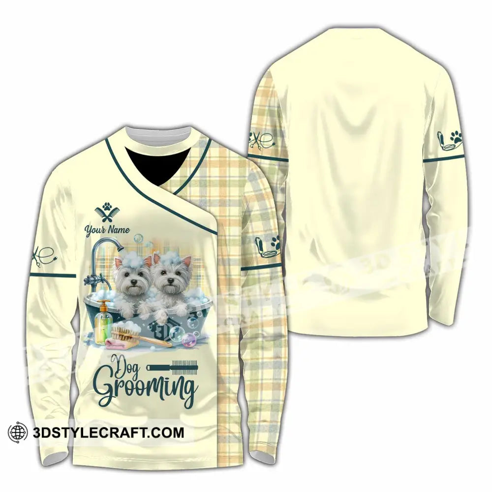 Unisex Shirt - Custom Text Shirt Dog Grooming Shirt Long Sleeve Shirt / S T-shirt