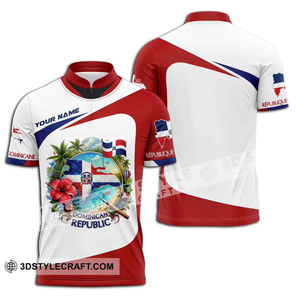 Unisex Shirt - Custom Text Dominican Republic Zipper Polo / S T-Shirt