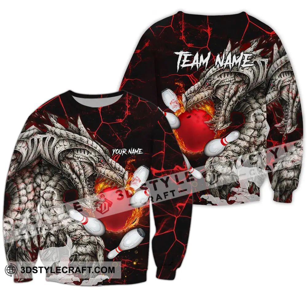 Unisex Shirt - Custom Text Shirt Dragon Bowling Shirt Long Sleeve / S T-shirt