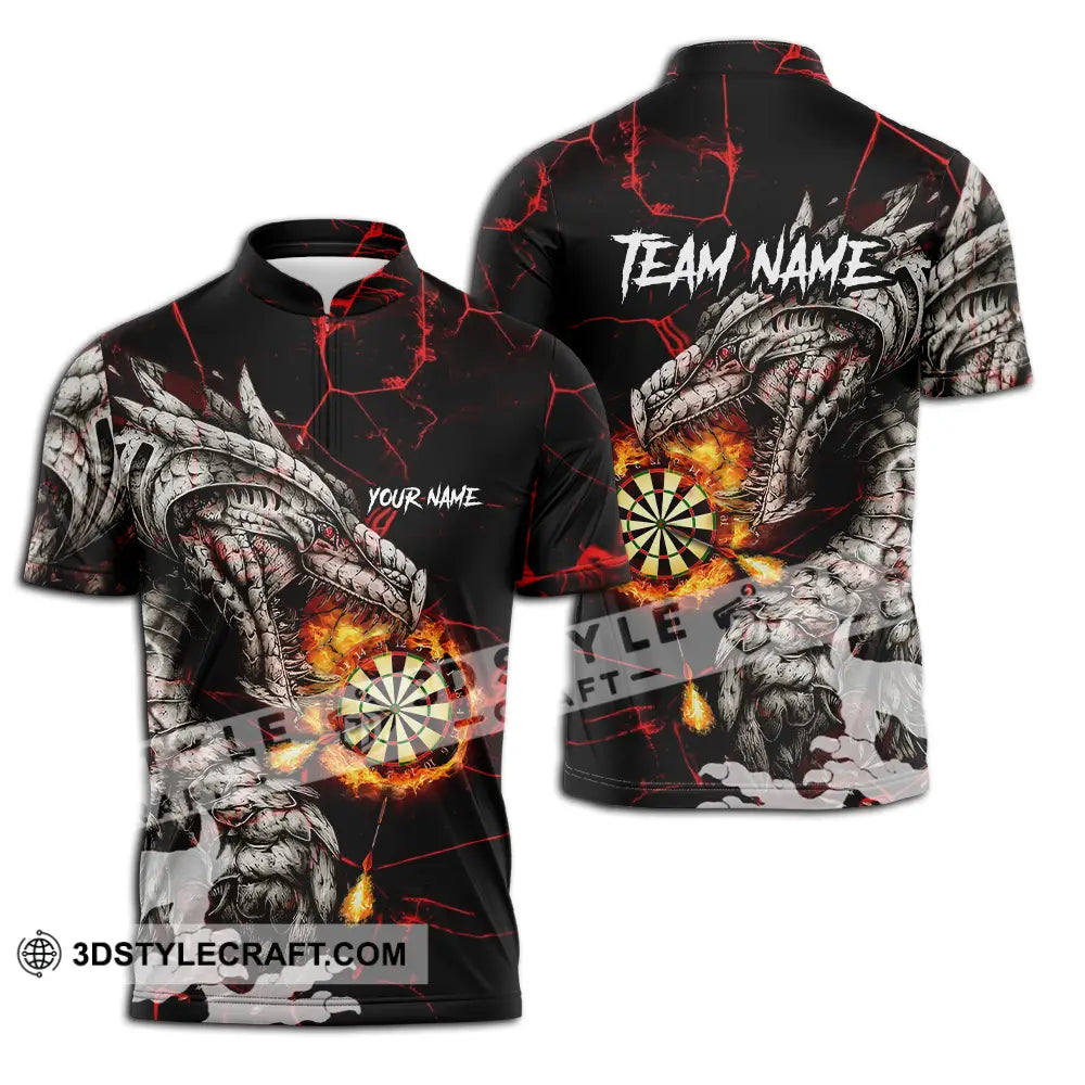 Unisex Shirt - Custom Text Shirt Dragon Dart Shirt Zipper Polo Shirt / S T-shirt