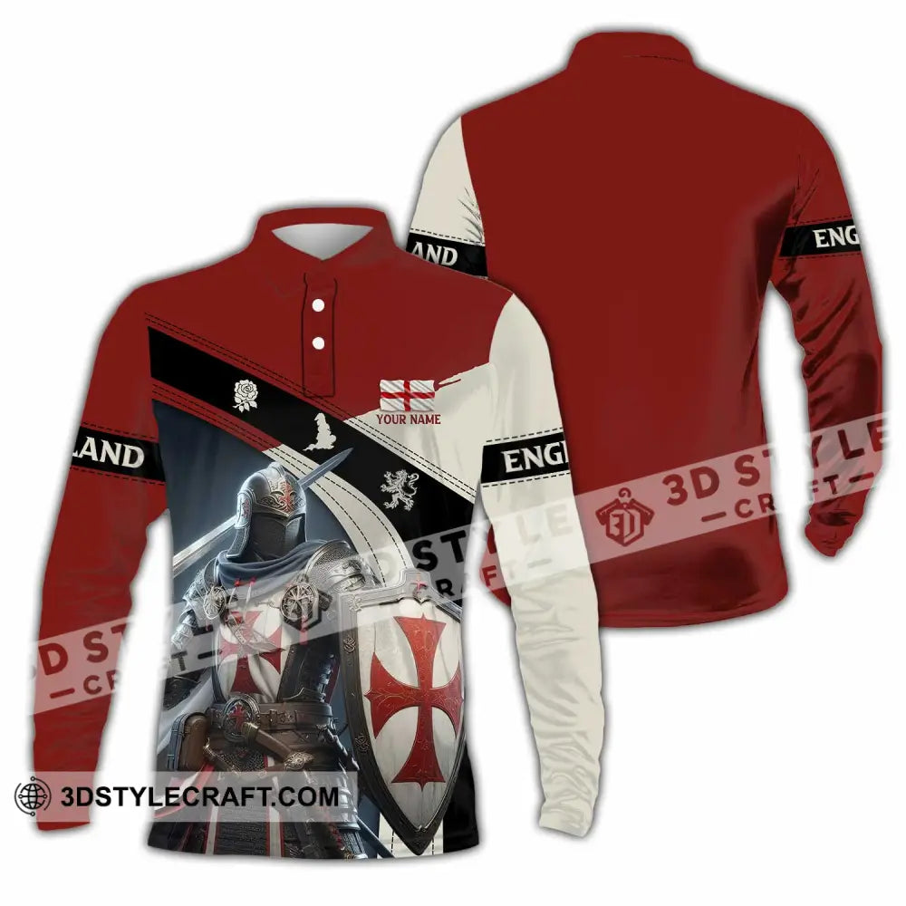 Unisex Shirt - Custom Text Shirt England Shirt Long Sleeve Polo / S T-shirt