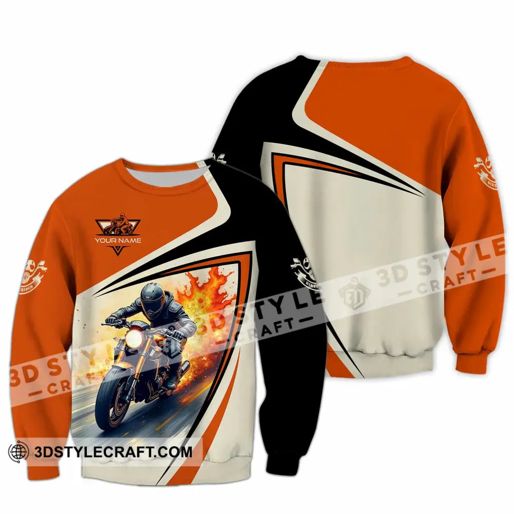 Unisex Shirt - Custom Text Shirt Fire Biker Rider Shirt Long Sleeve / S T-shirt