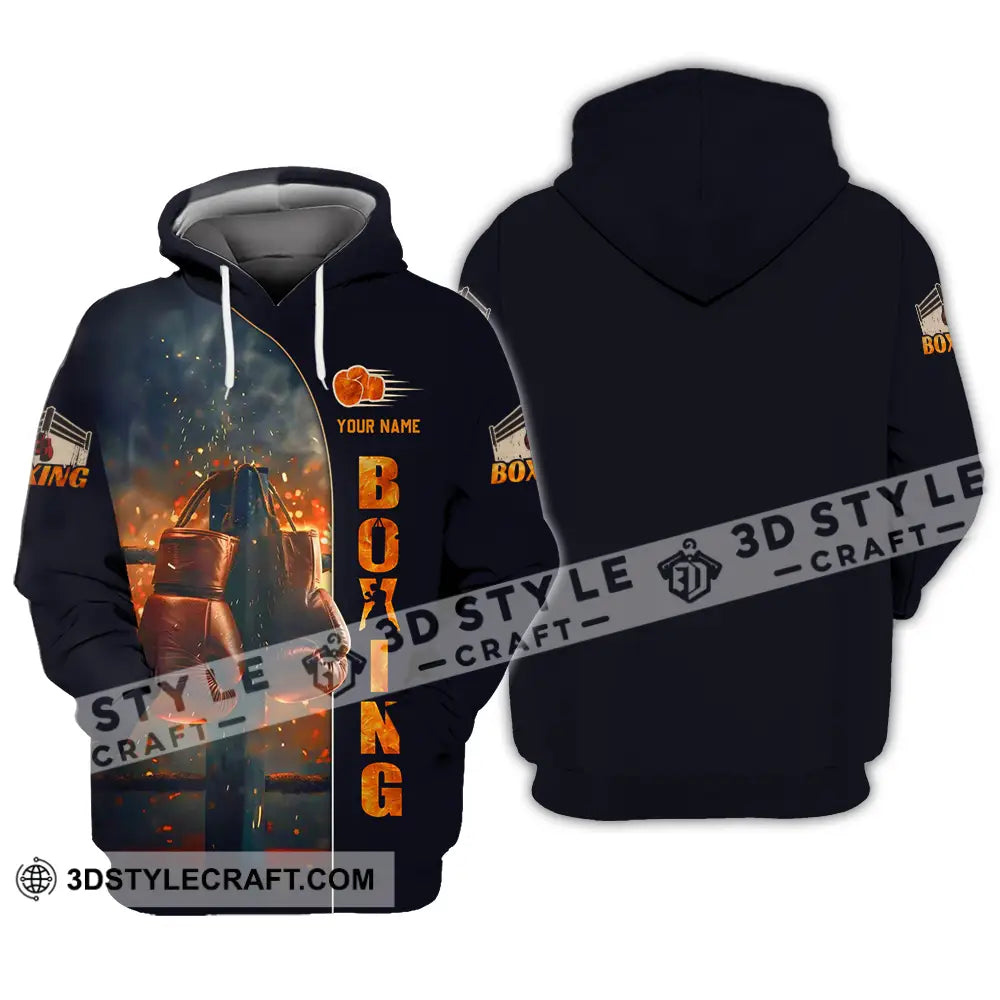 Unisex Shirt - Custom Text Fire Boxing Hoodie / S T-Shirt