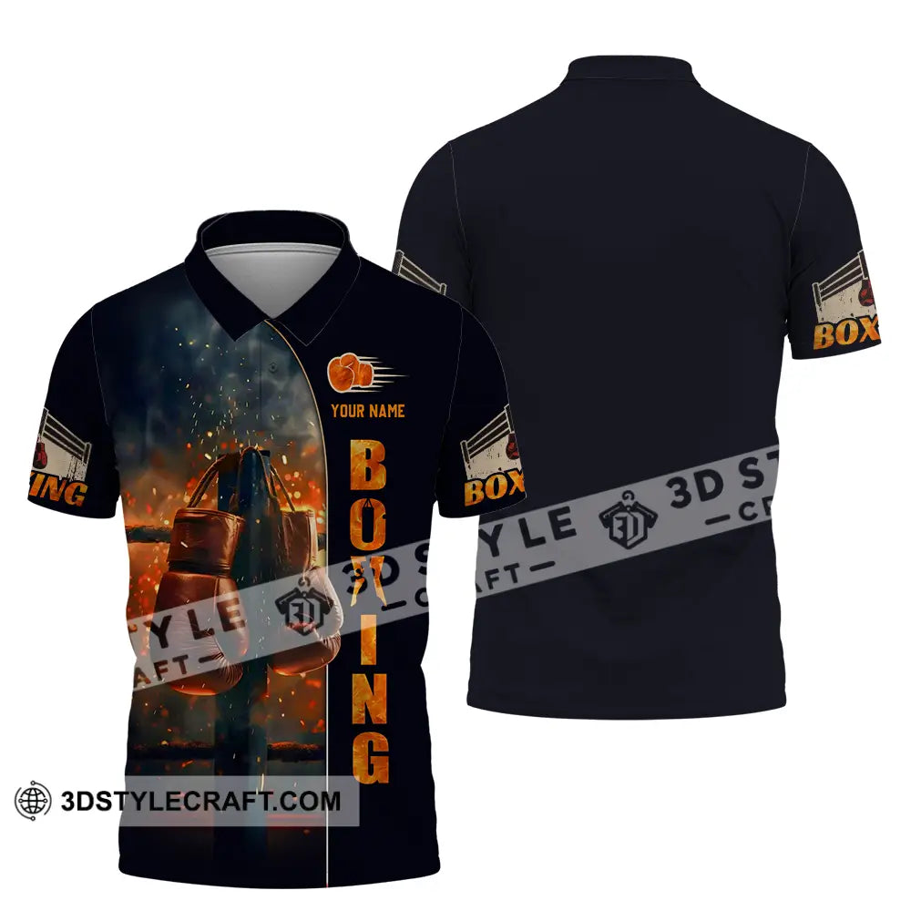 Unisex Shirt - Custom Text Fire Boxing Polo / S T-Shirt