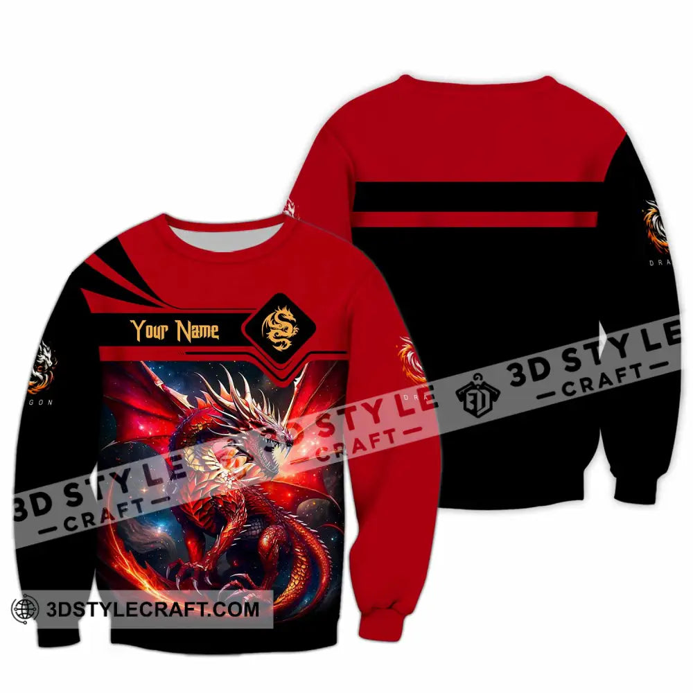 Unisex Shirt - Custom Text Shirt Fire Dragon Shirt Long Sleeve / S T-shirt