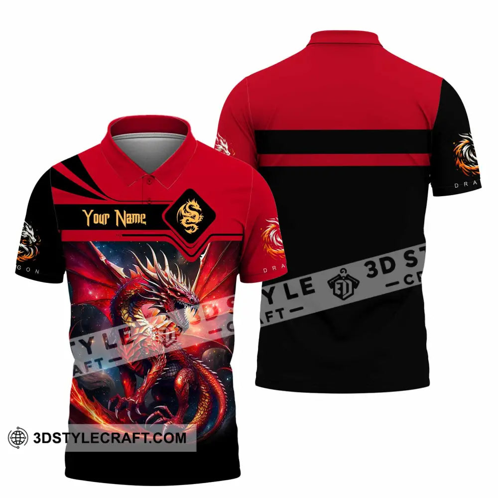 Unisex Shirt - Custom Text Shirt Fire Dragon Shirt Polo Shirt / S T-shirt