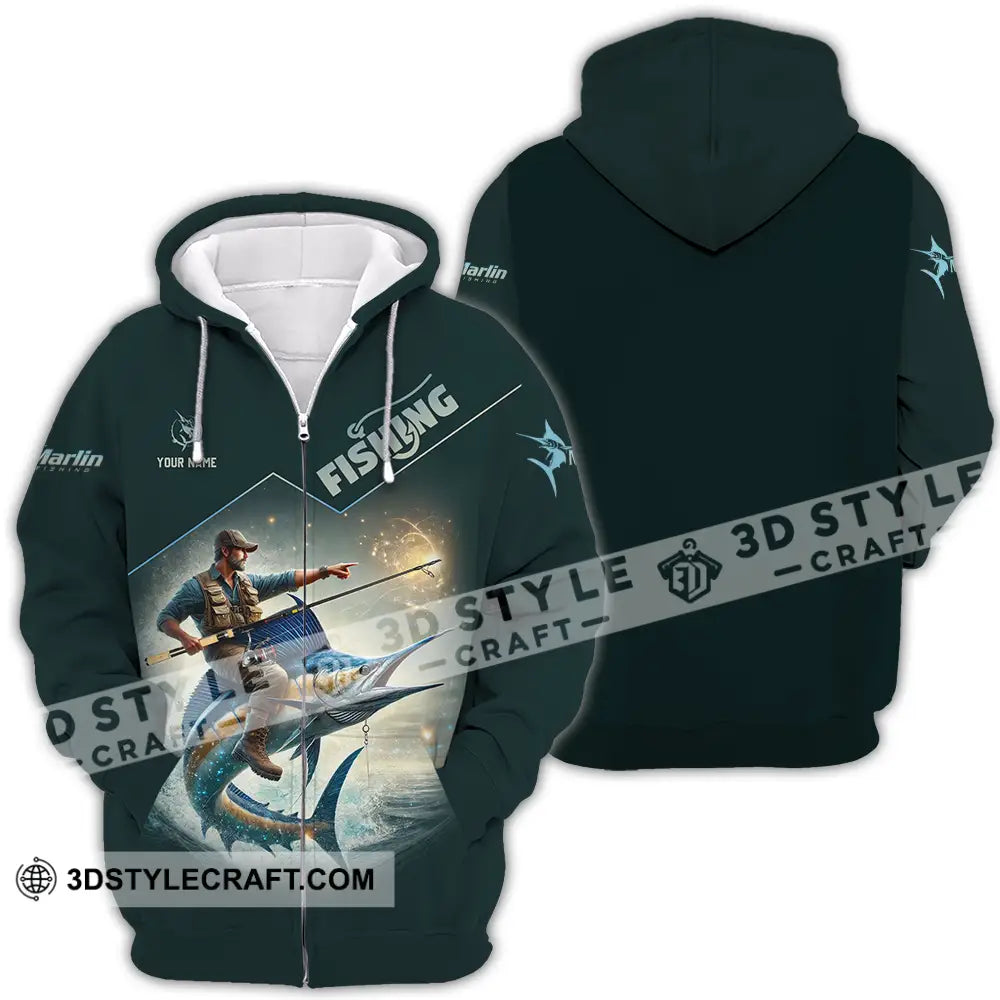 Unisex Shirt - Custom Text Fishing Zipper Hoodie / S T-Shirt