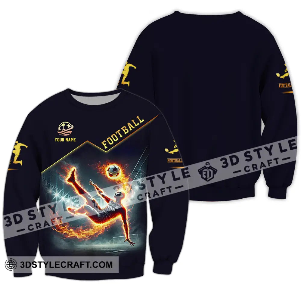 Unisex Shirt - Custom Text Football Fire Man Long Sleeve / S T-Shirt