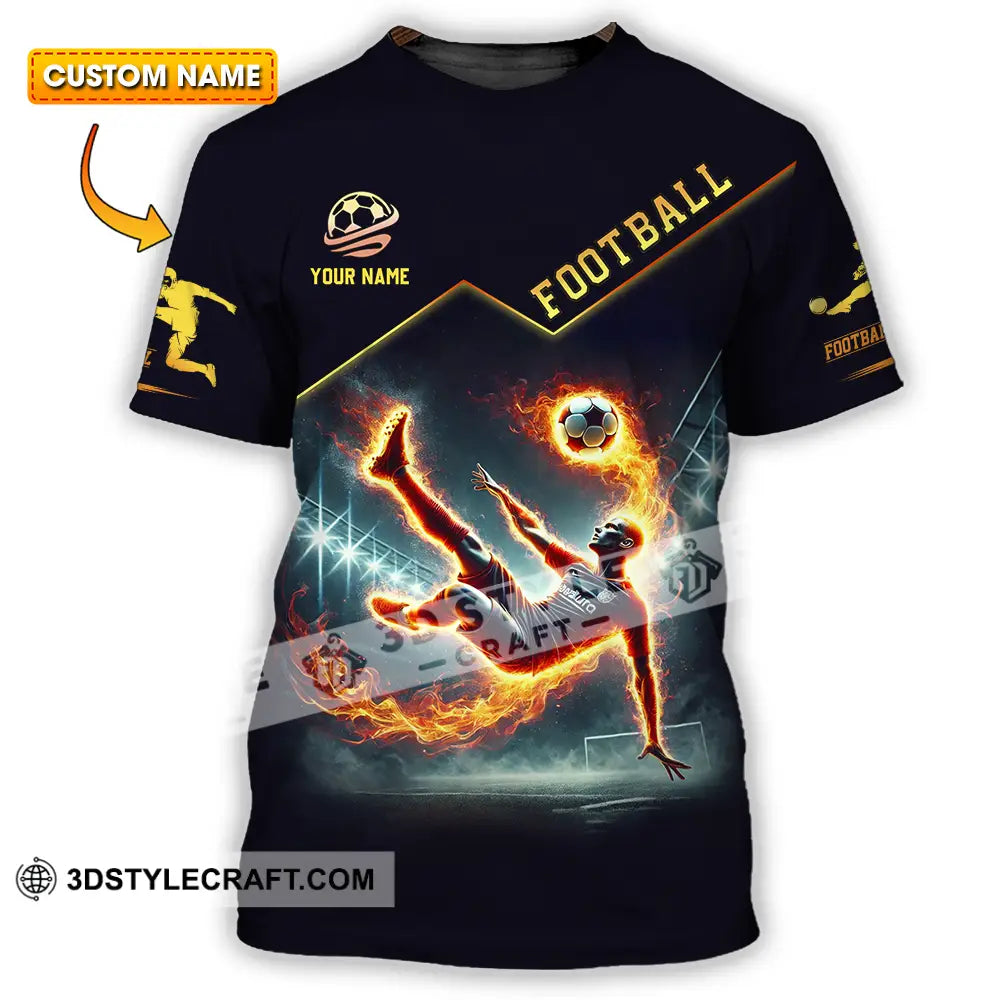 Unisex Shirt - Custom Text Football Fire Man T-Shirt