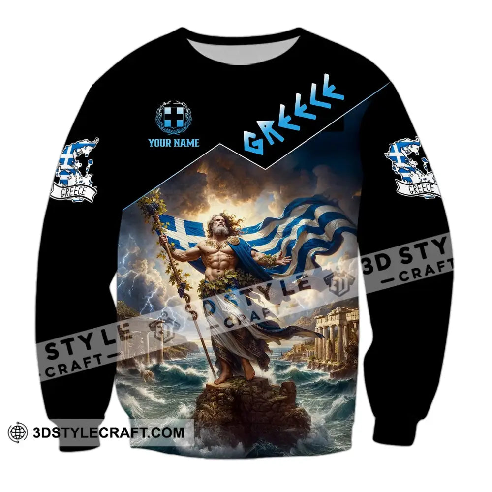 Unisex Shirt - Custom Text Greece Long Sleeve / S T-Shirt